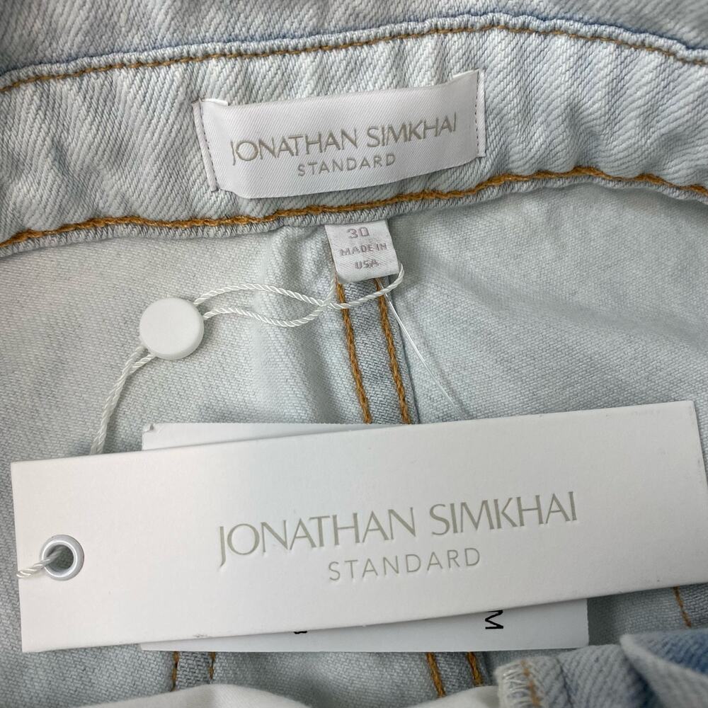 Jonathan Simkhai Organic Light Blue Henley Tie Waist Straight Leg Jeans Sz 30 - Picture 9 of 12